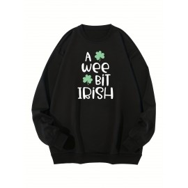 Plus Size Men's Leaf & Letters Graphic Print Sweatshirt For Spring Fall Winter, Men's Clothing