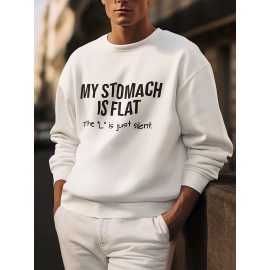 I'M NOT FAT Funny Letter Print, Men's PLus Size Crew Neck Long Sleeve Sweatshirt, Comfortable Pullover Top, Perfect For Daily Wear, Suitable For Autumn & Winter