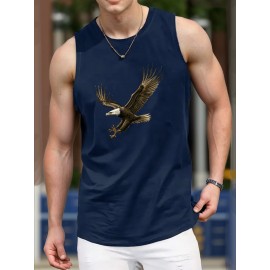 Mens Geometric Pattern Quick Dry Tank Tops - Breathable, Moisture-Wicking, Slight Stretch, Crew Neck, Regular Fit, Polyester, Perfect for Summer Running, Training, Gym, Bodybuilding, and Casual Wear