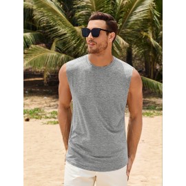 Mens Stylish Sleeveless Vest - Breathable & Comfortable Crew Neck Tank Top - Ideal for Outdoor Adventures, Gym, and Casual Wear - Athletic Fit, Lightweight, Quick-Dry