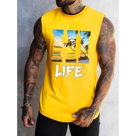 Mens Scenic Graphic Print Tank Top - Stylish Casual Fashion, Breathable Sleeveless Tee for Fitness Enthusiasts - Premium Outdoor Clothing