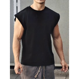 Summer Essentials: Sleek Stretch Men's Tank Top - Durable, Breathable Crew Neck for Daily Wear & Fitness