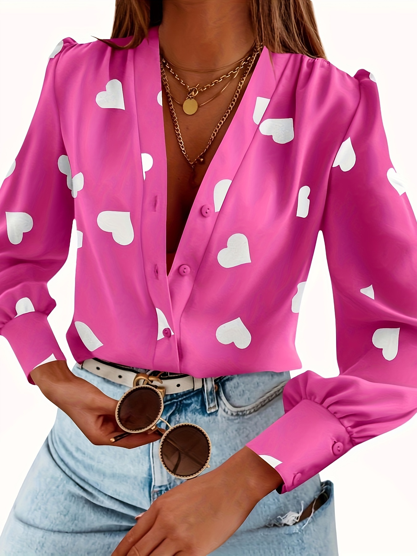 womens business casual tops summer long sleeve silk button down shirts v neck chiffon blouse details 1