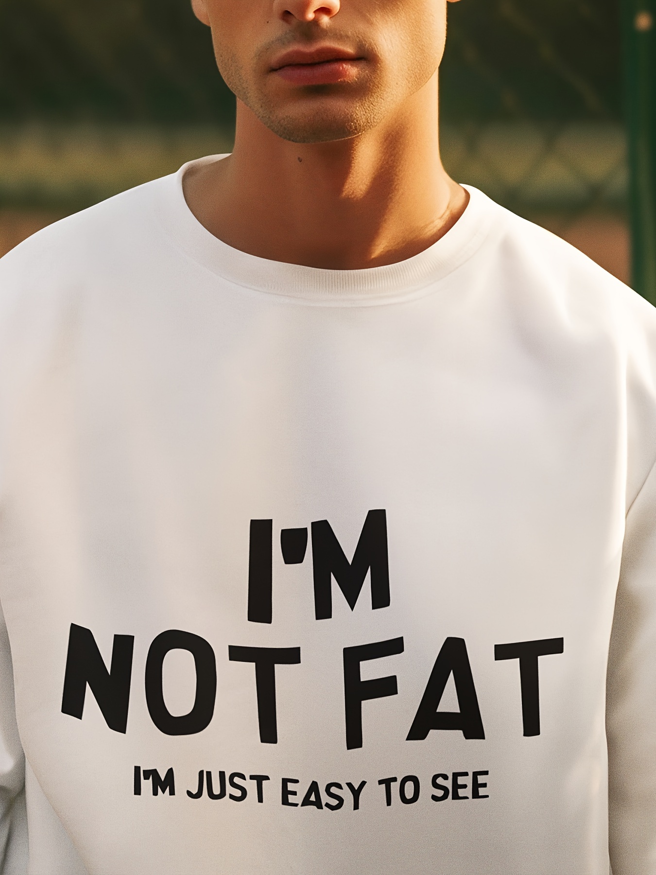 im not fat creative letter print mens fashion plus size crew neck long sleeve sweatshirt comfortable pullover top perfect for casual daily wear details 2