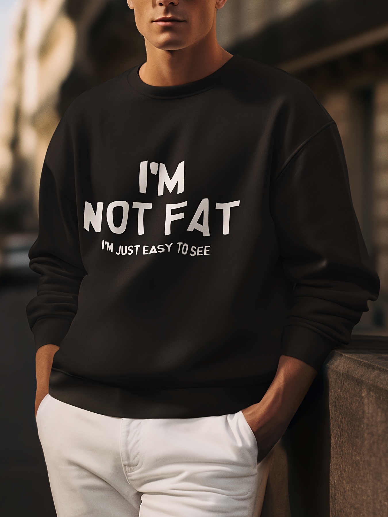 im not fat creative letter print mens fashion plus size crew neck long sleeve sweatshirt comfortable pullover top perfect for casual daily wear details 6