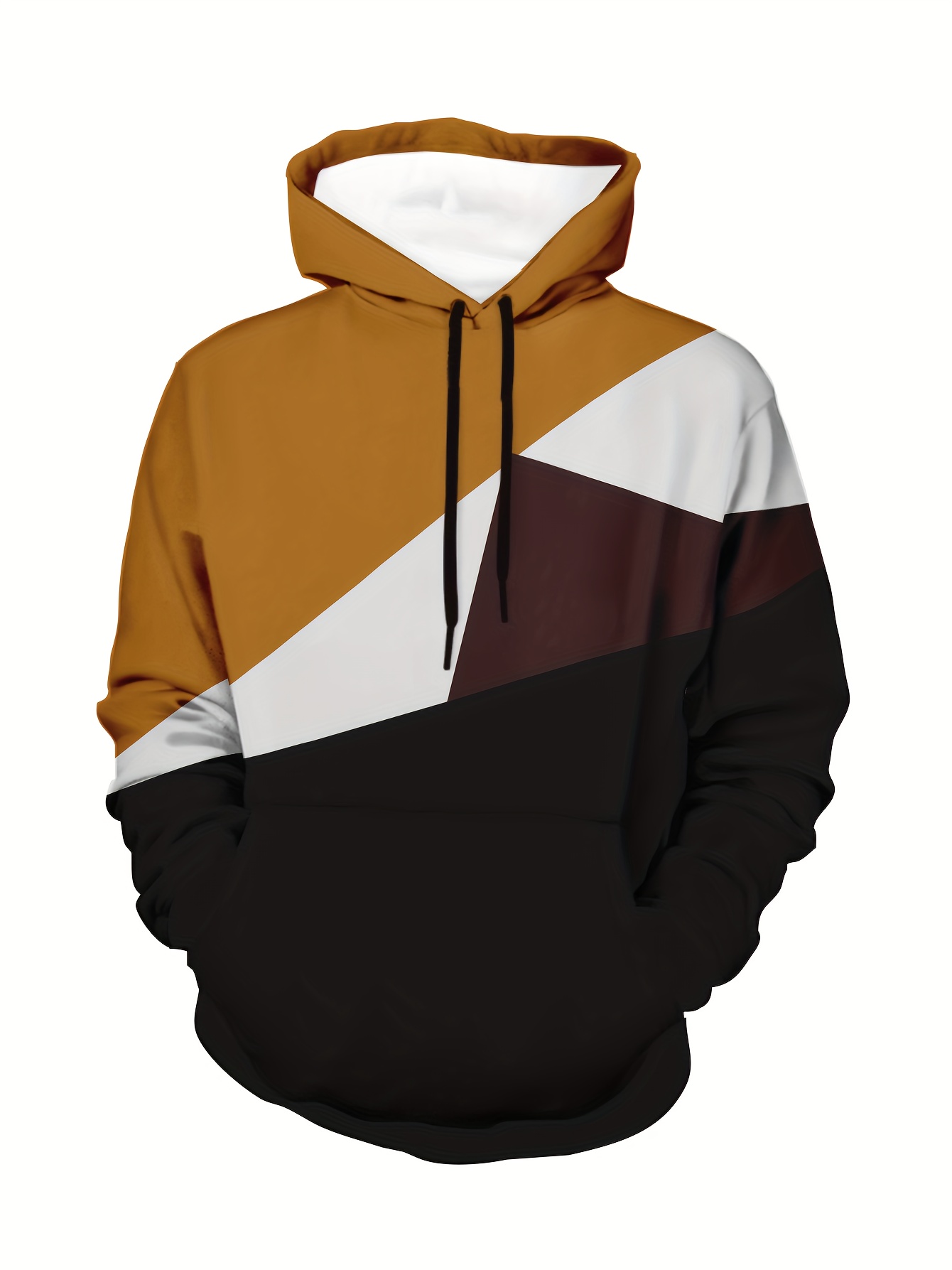 plus size mens contrast pattern print hoodies hooded sweatshirt for spring fall winter mens clothing details 1