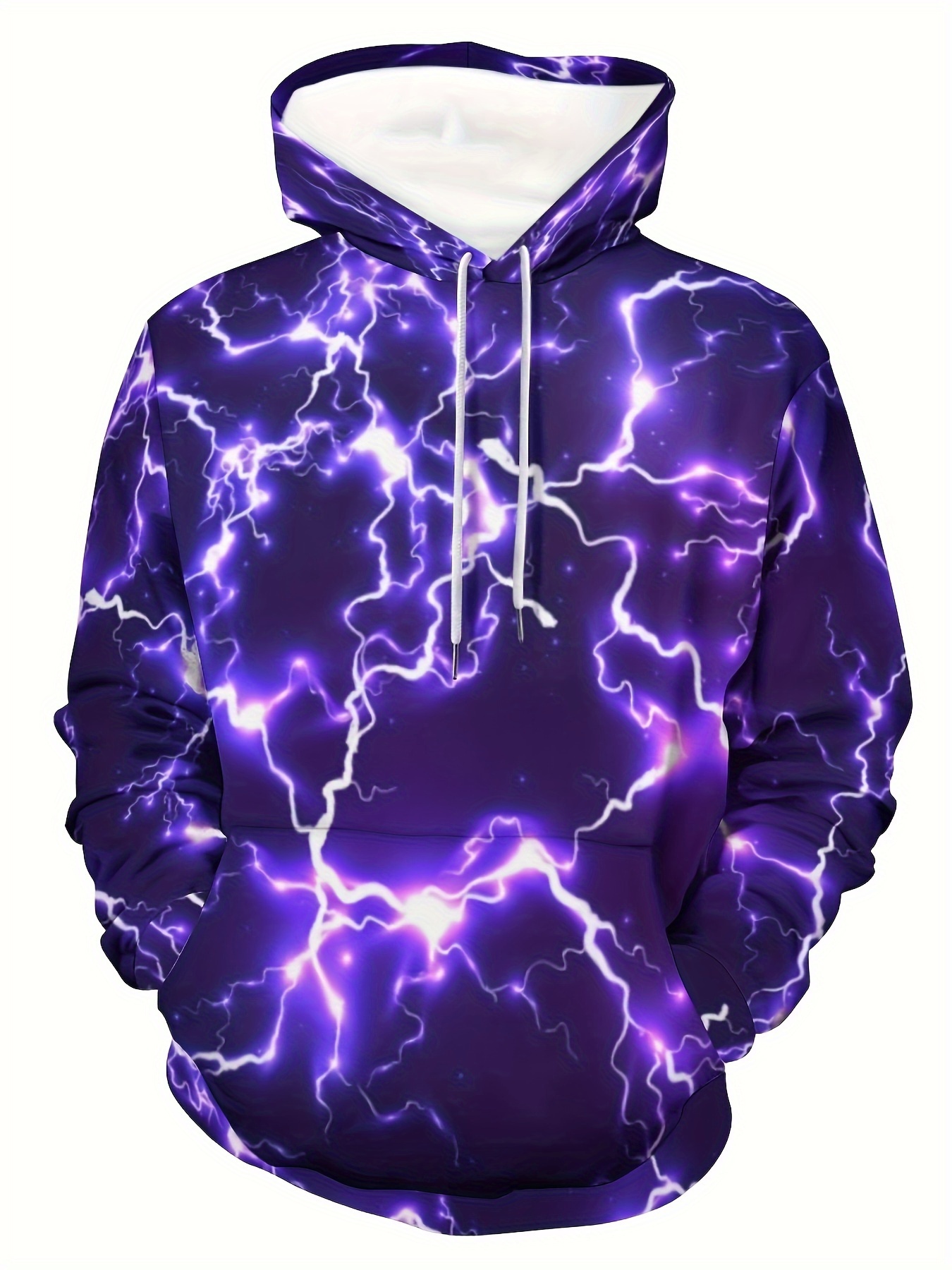 plus size mens 3d lightning print hoodies fashion casual hooded sweatshirt for spring fall winter mens clothing details 0