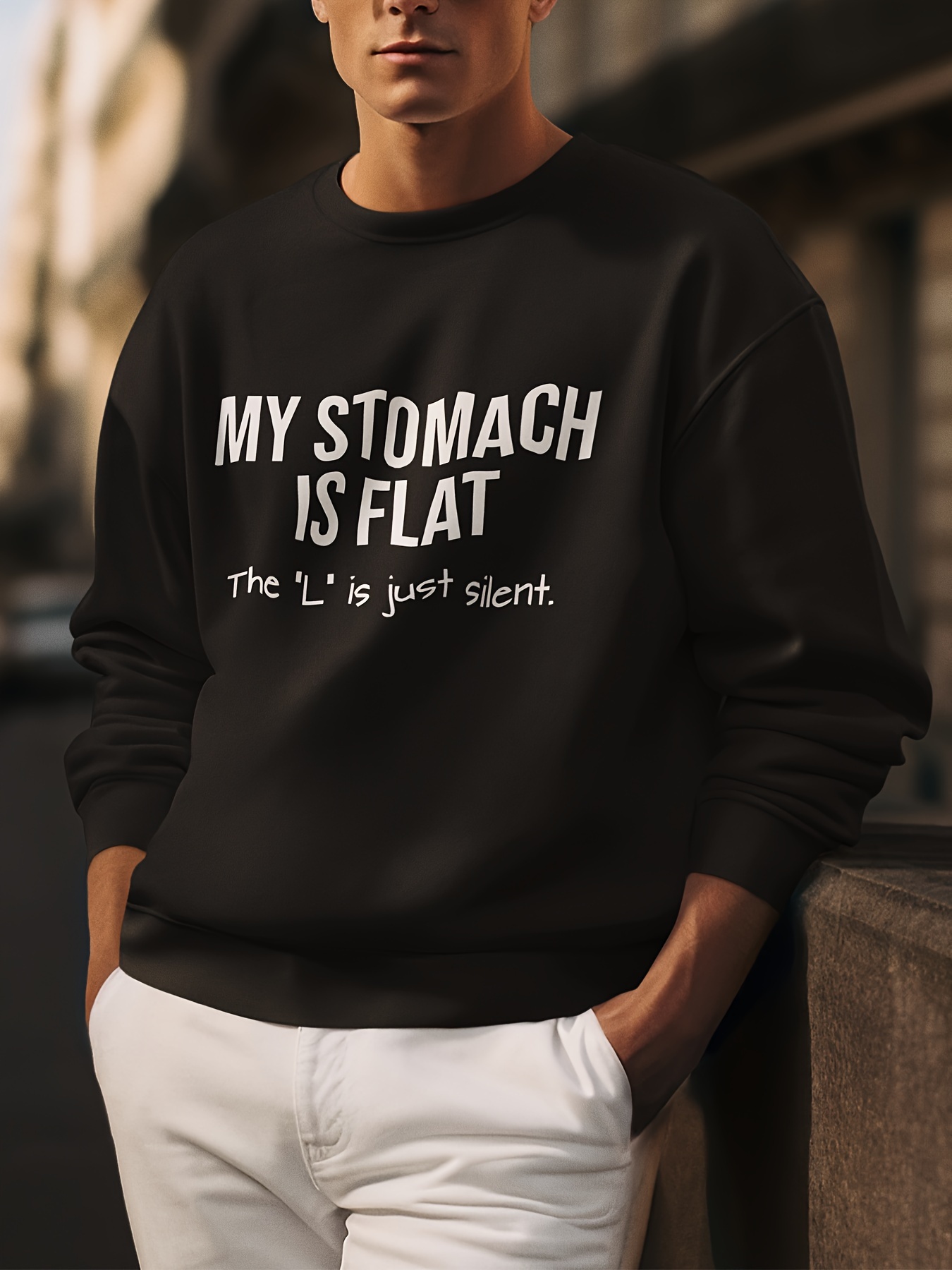 im not fat funny letter print mens plus size crew neck long sleeve sweatshirt comfortable pullover top perfect for daily wear suitable for autumn winter details 6