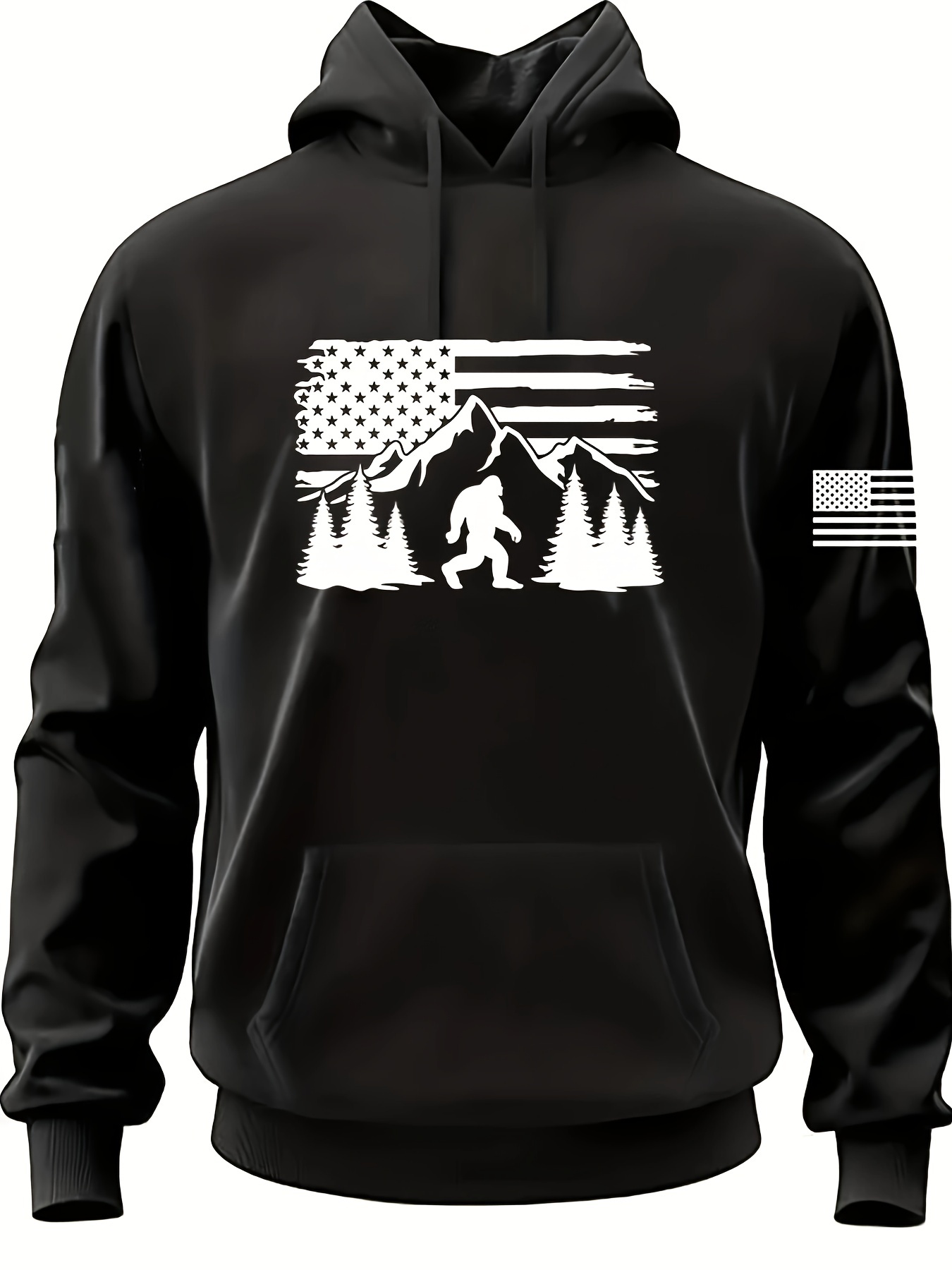 plus size mens us flag mountain print hoodies oversized hooded sweatshirt for autumn winter mens clothing details 0