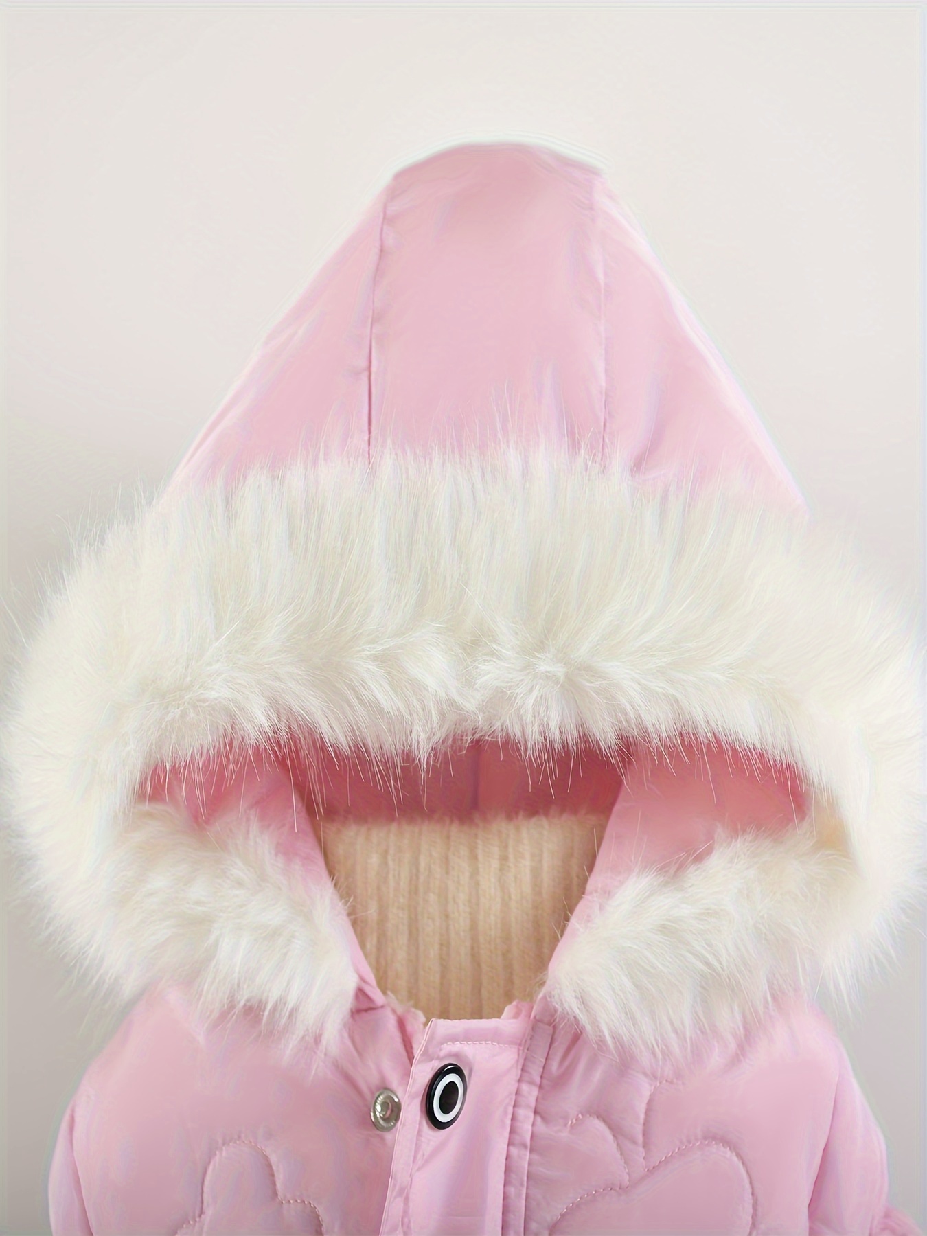 little girls warm padded jacket with fur collar solid cute winter coats with pockets details 9