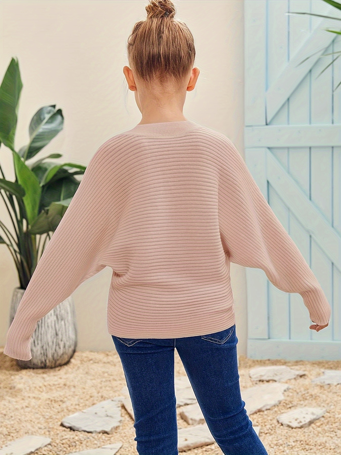 girls oversized crewneck fall sweaters kids batwing long sleeve slouchy chunky cute pullover jumper shirts details 21