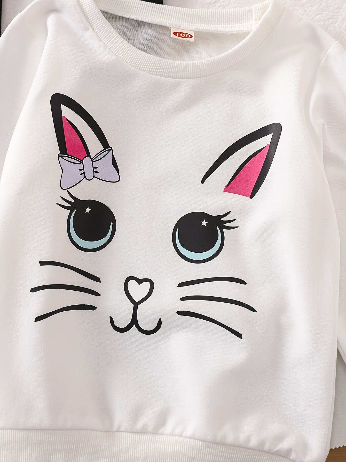 4pcs girls cartoon pattern sweatshirt round neck comfortable casual spring fall top details 2