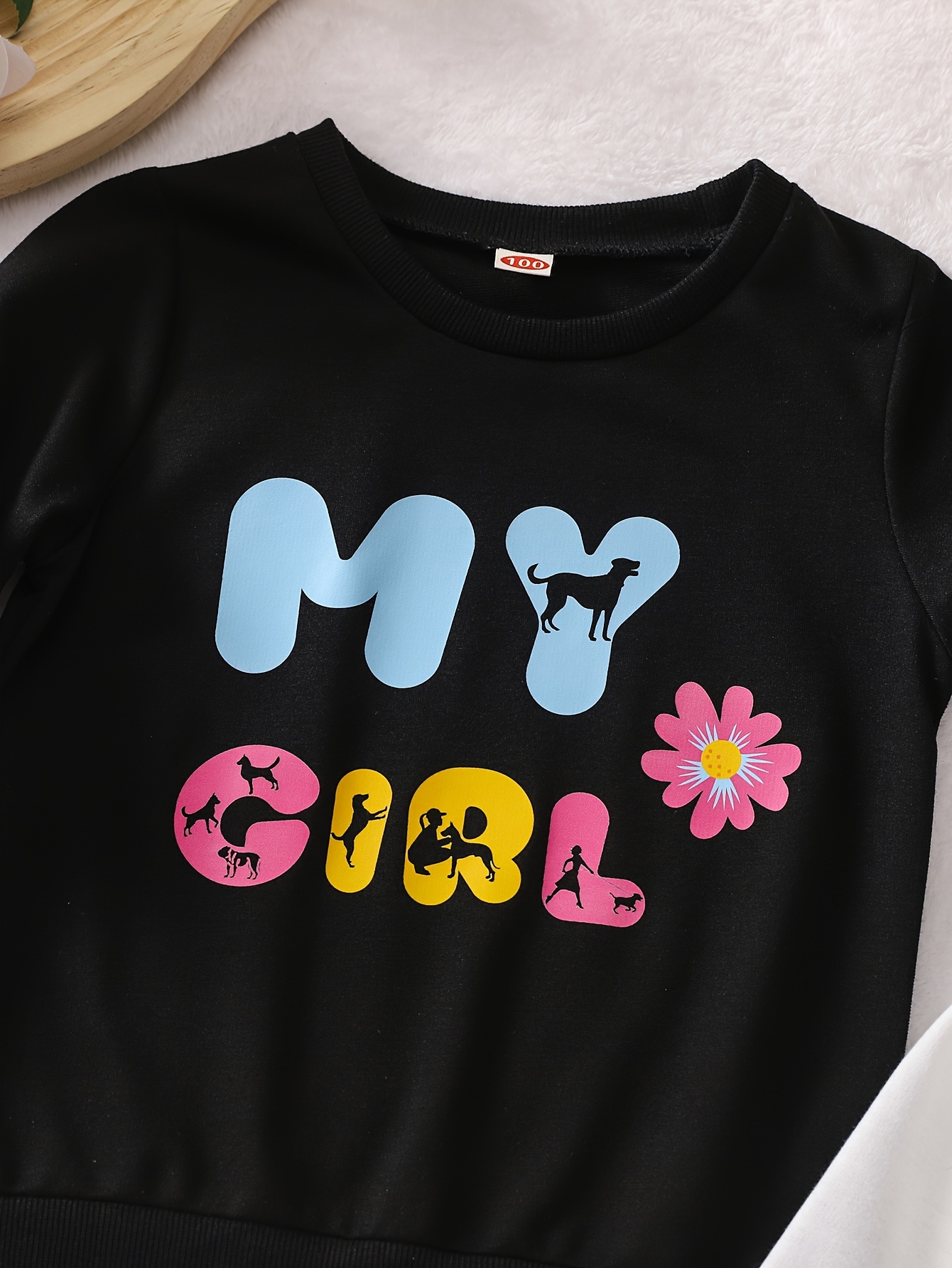 4pcs girls cartoon pattern sweatshirt round neck comfortable casual spring fall top details 7