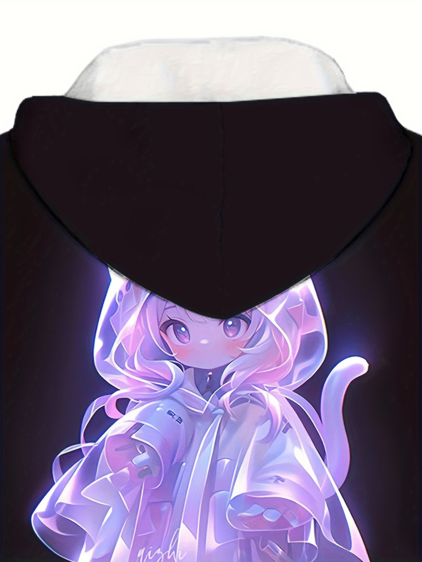 girls cute anime girl and cat 3d pattern trendy hoodie loose casual comfy hooded sweatshirt fall winter clothing details 3