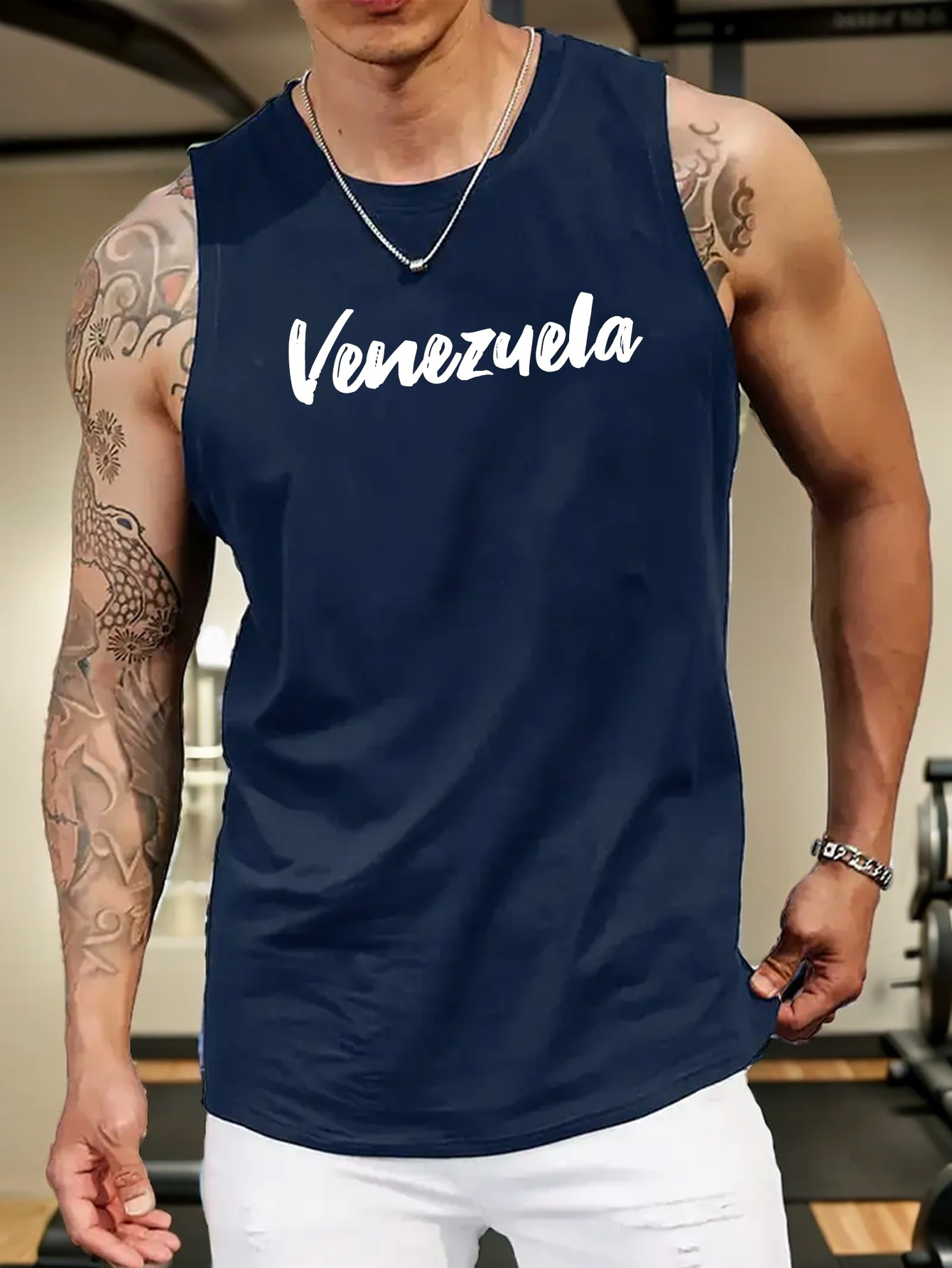 venezuela letter print mens quick dry moisture wicking breathable tank tops athletic gym bodybuilding sports sleeveless shirts mens vest for workout running training basketball fitness details 15