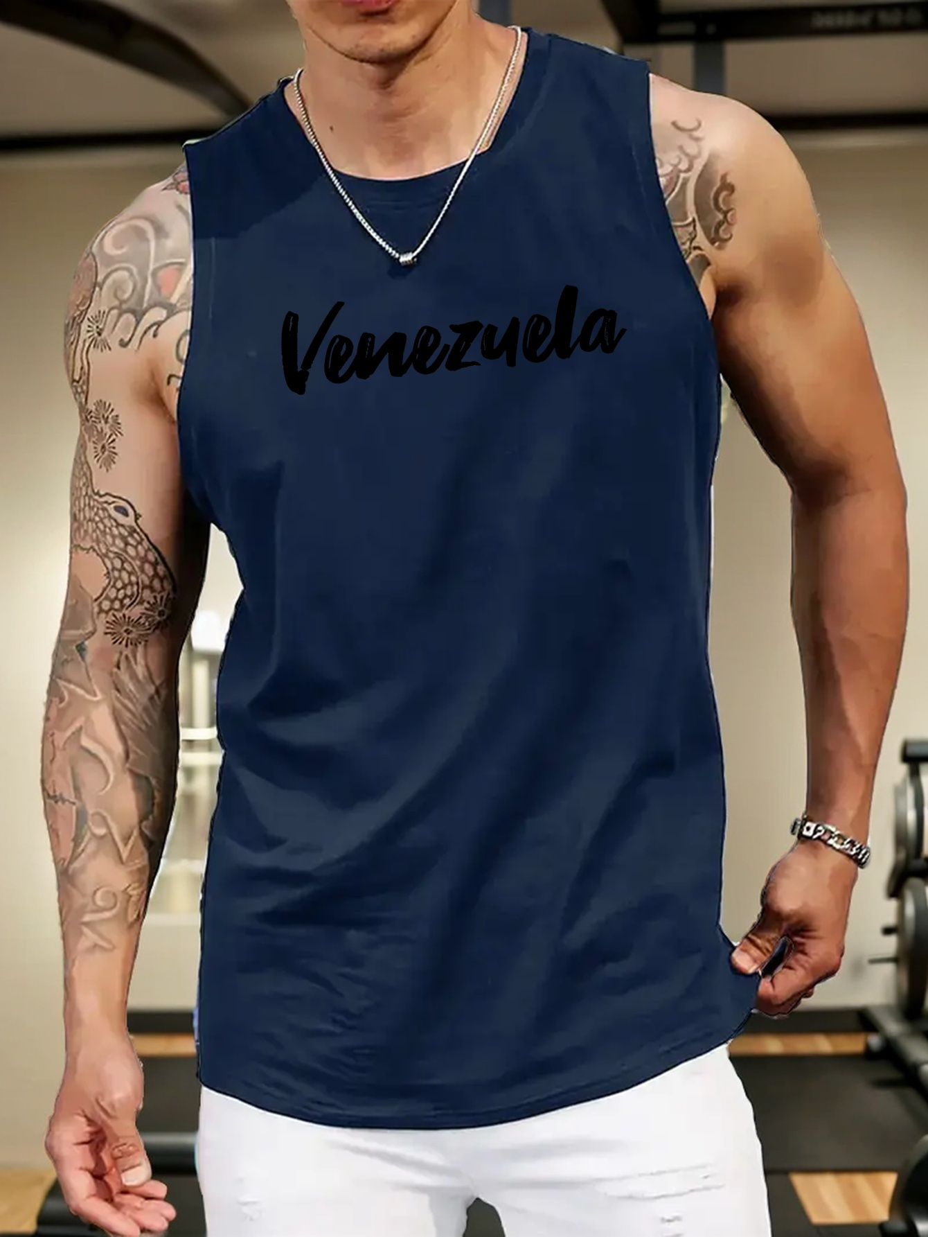 venezuela letter print mens quick dry moisture wicking breathable tank tops athletic gym bodybuilding sports sleeveless shirts mens vest for workout running training basketball fitness details 20