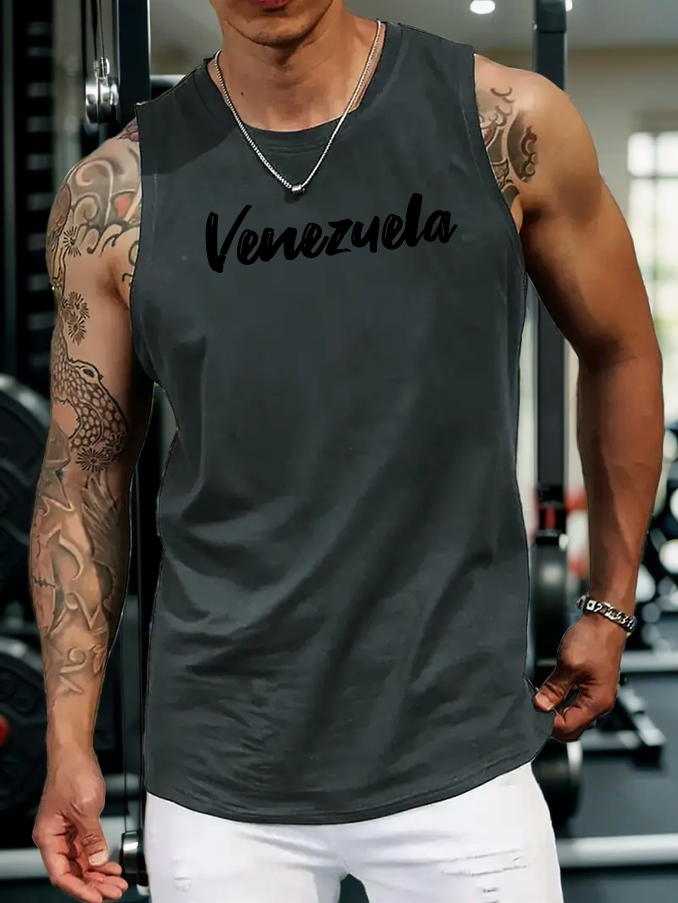 venezuela letter print mens quick dry moisture wicking breathable tank tops athletic gym bodybuilding sports sleeveless shirts mens vest for workout running training basketball fitness details 31