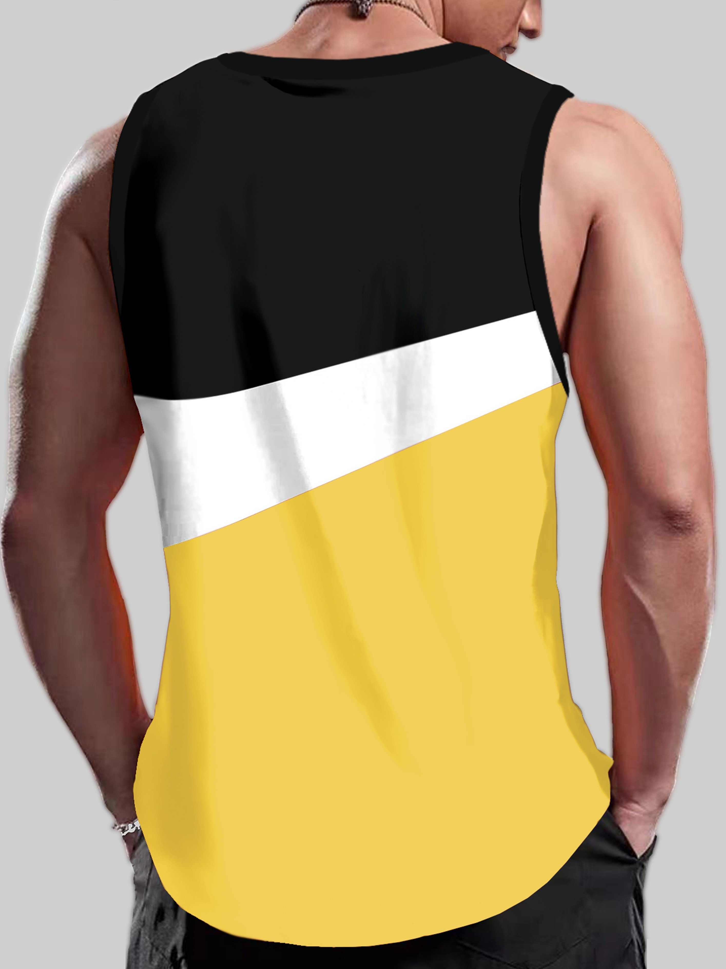 mens casual color block tank top stretch sleeveless tank tee shirt for summer fall spring details 6