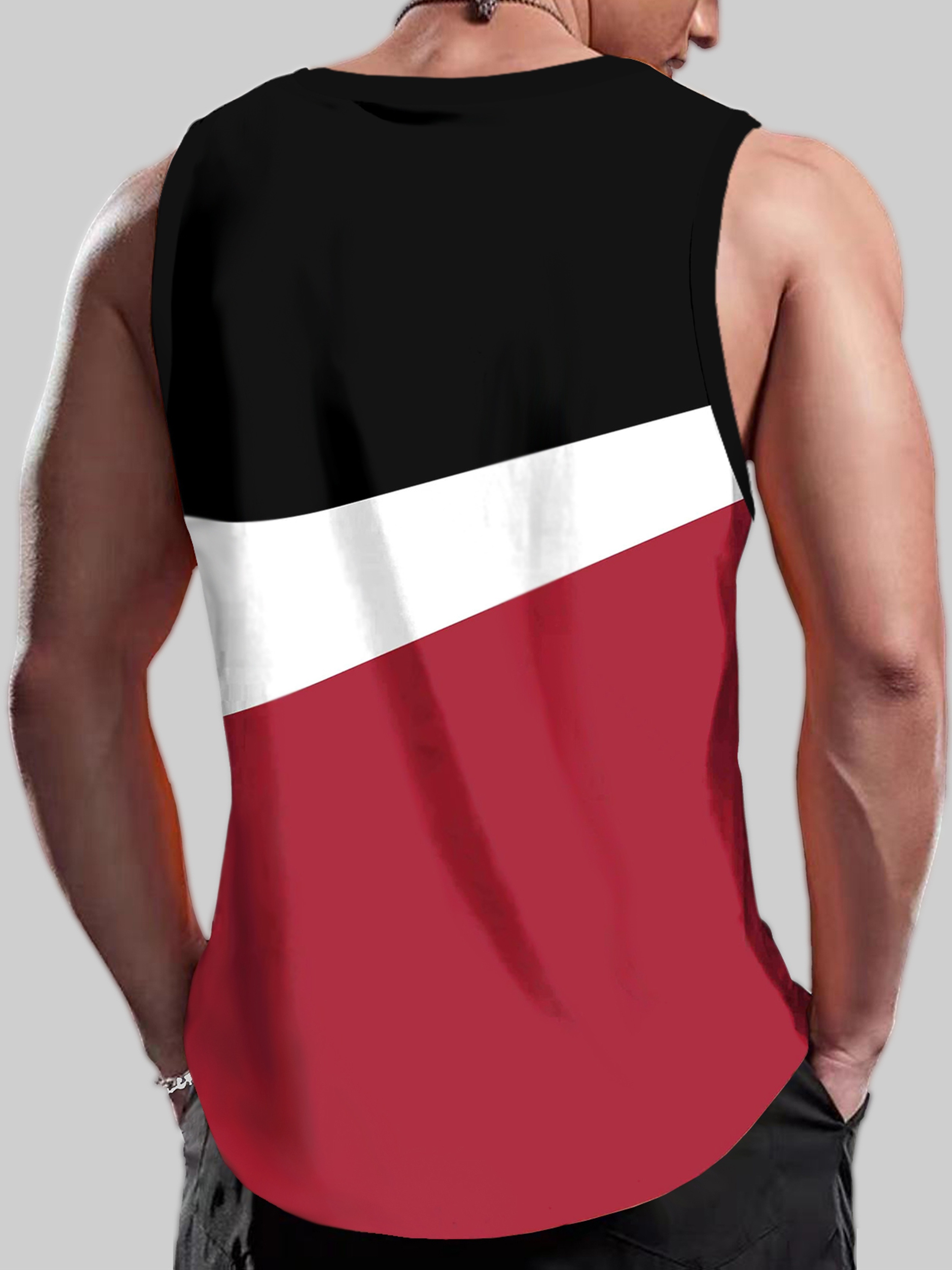 mens casual color block tank top stretch sleeveless tank tee shirt for summer fall spring details 10