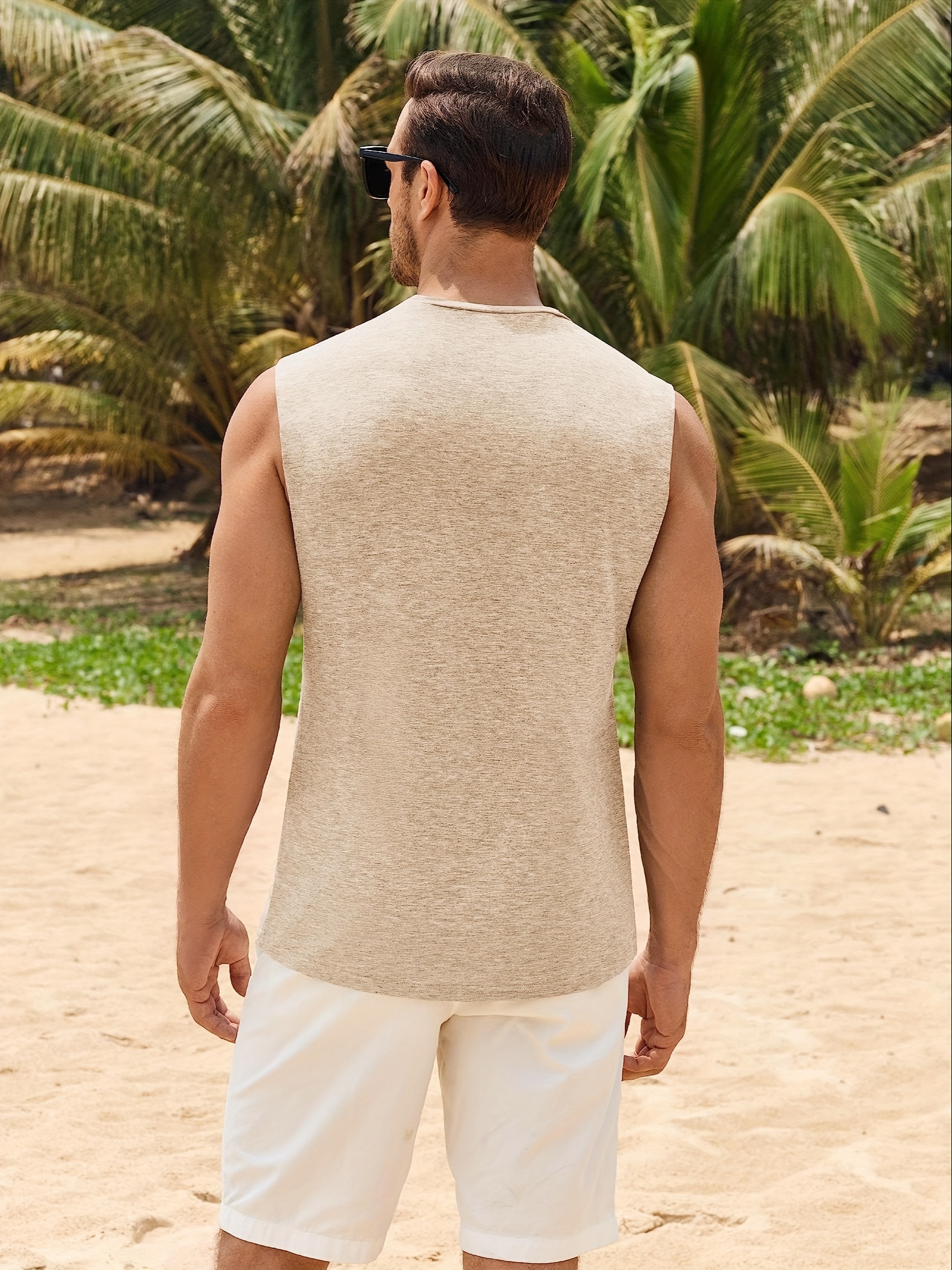 mens trendy sleeveless crew neck vest suit for outdoor activities casual tank tops for men details 8