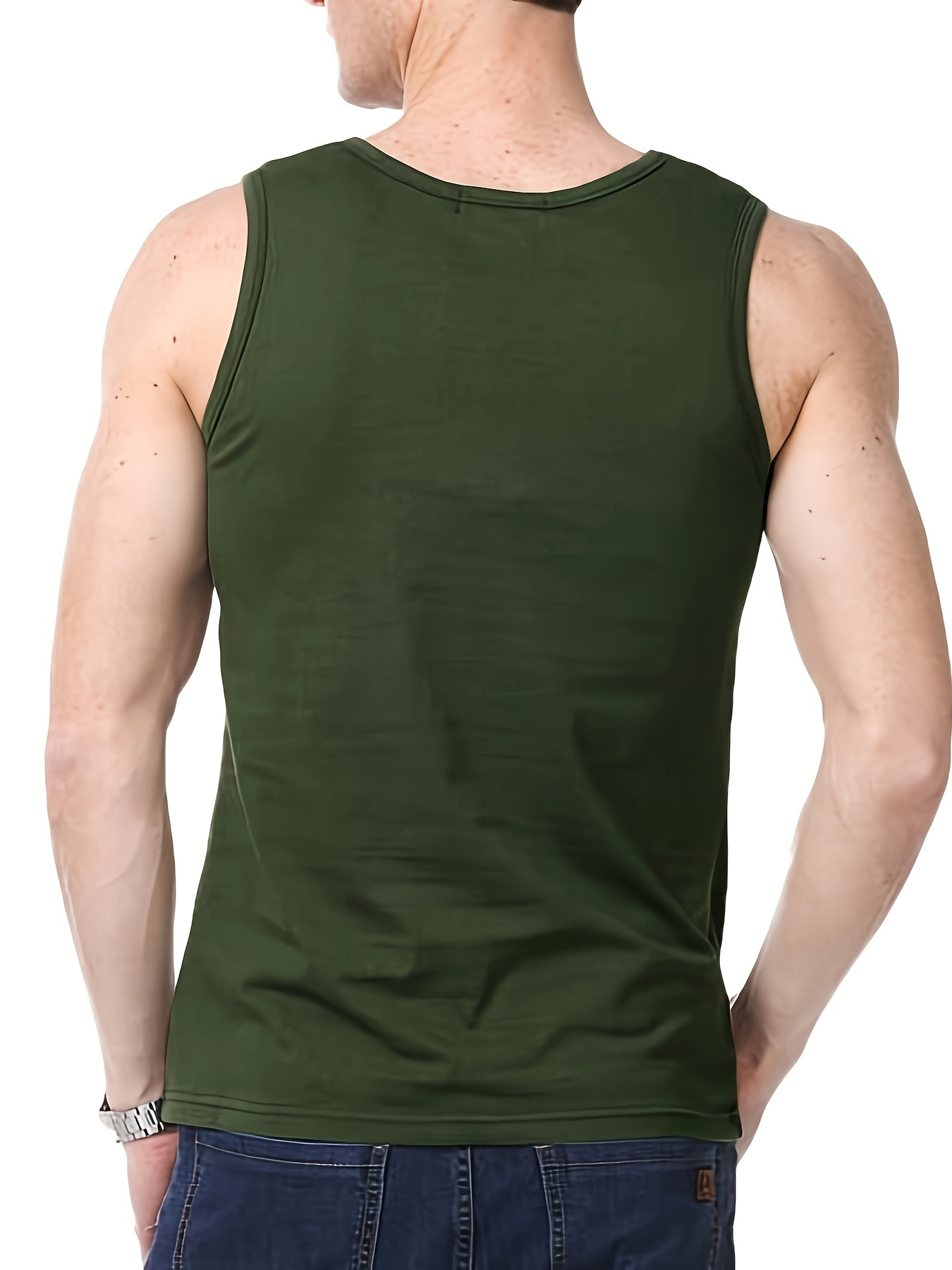 mens solid tank top active quick dry breathable crew neck sleeveless shirt mens clothing for summer outdoor details 1