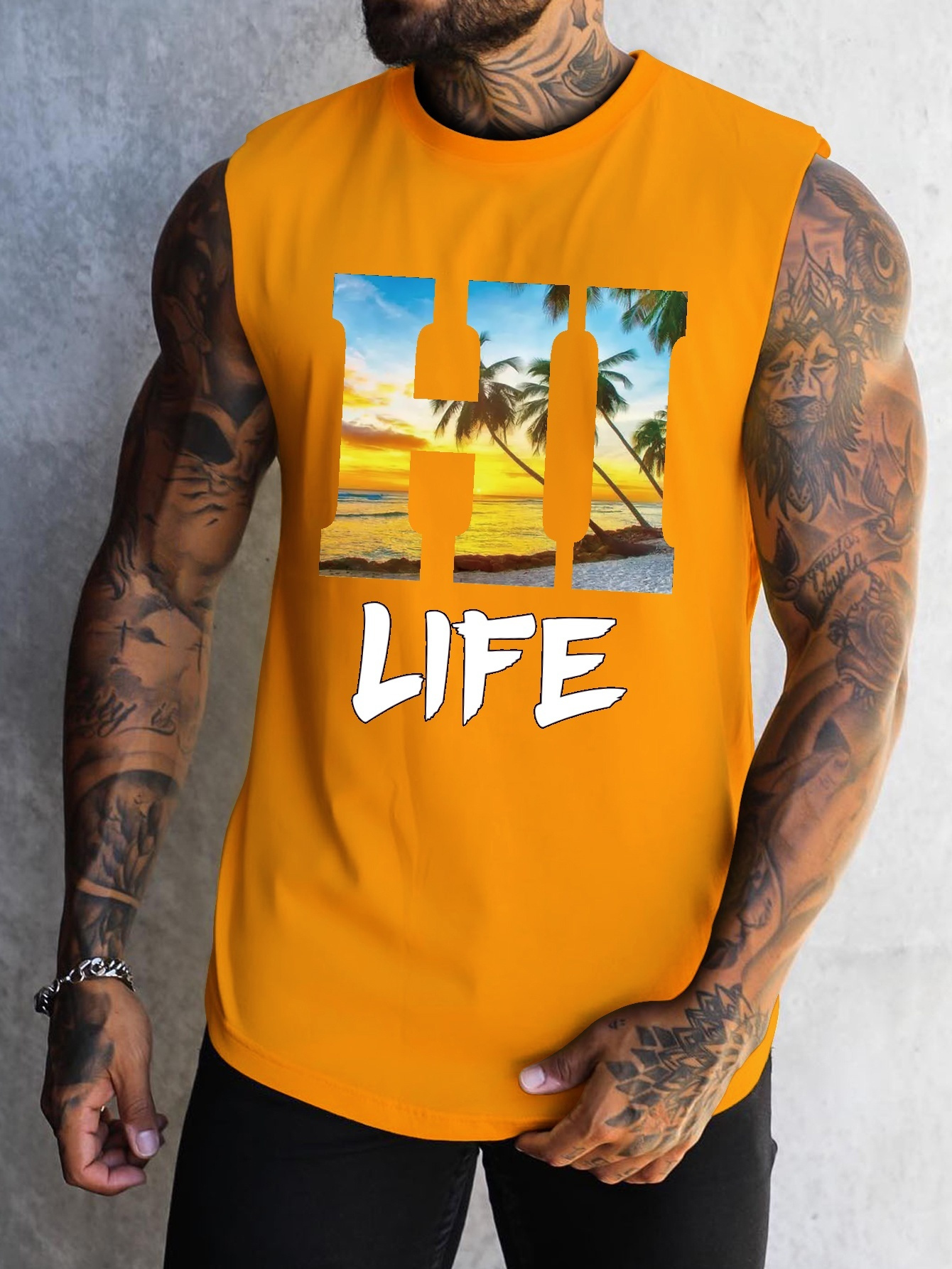 mens scenic graphic print tank top causal fashion sleeveless tees sports fitness mens clothing details 0