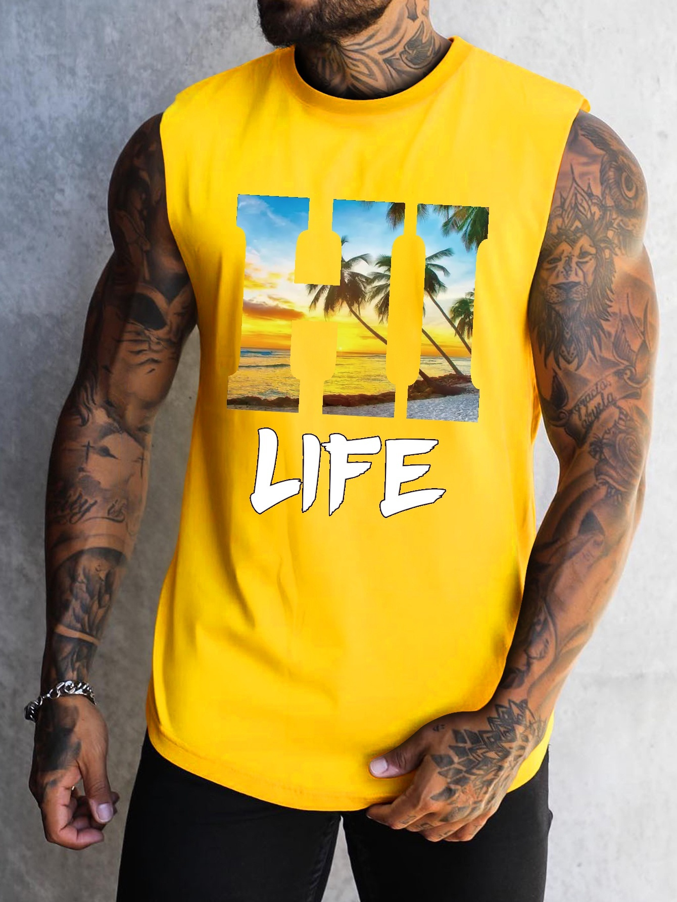 mens scenic graphic print tank top causal fashion sleeveless tees sports fitness mens clothing details 6