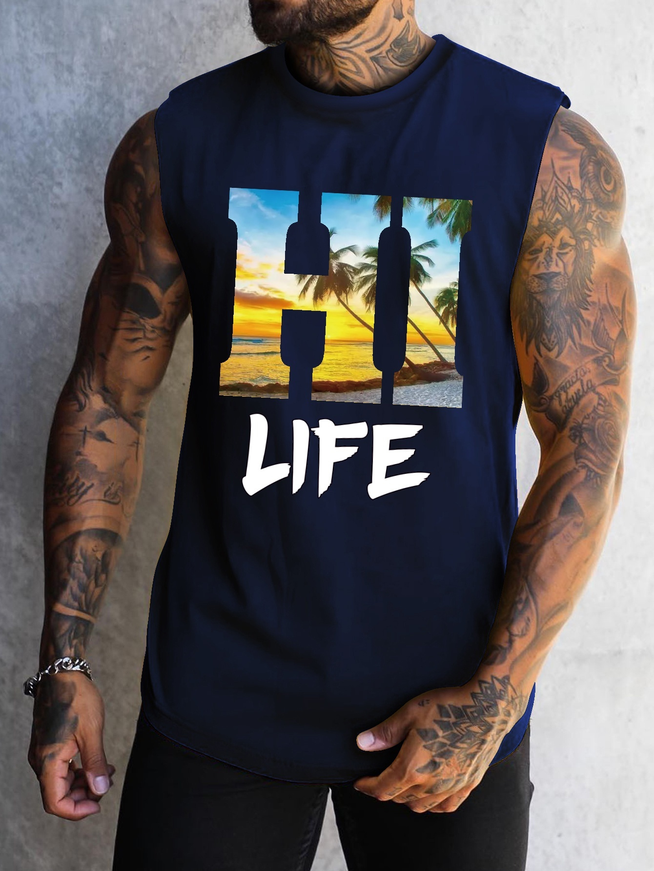 mens scenic graphic print tank top causal fashion sleeveless tees sports fitness mens clothing details 12