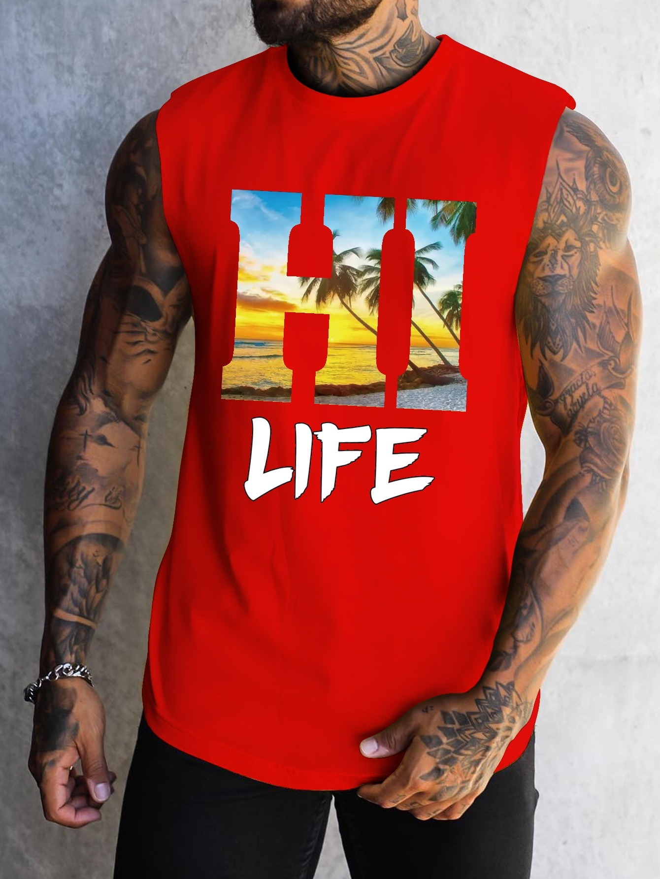 mens scenic graphic print tank top causal fashion sleeveless tees sports fitness mens clothing details 17