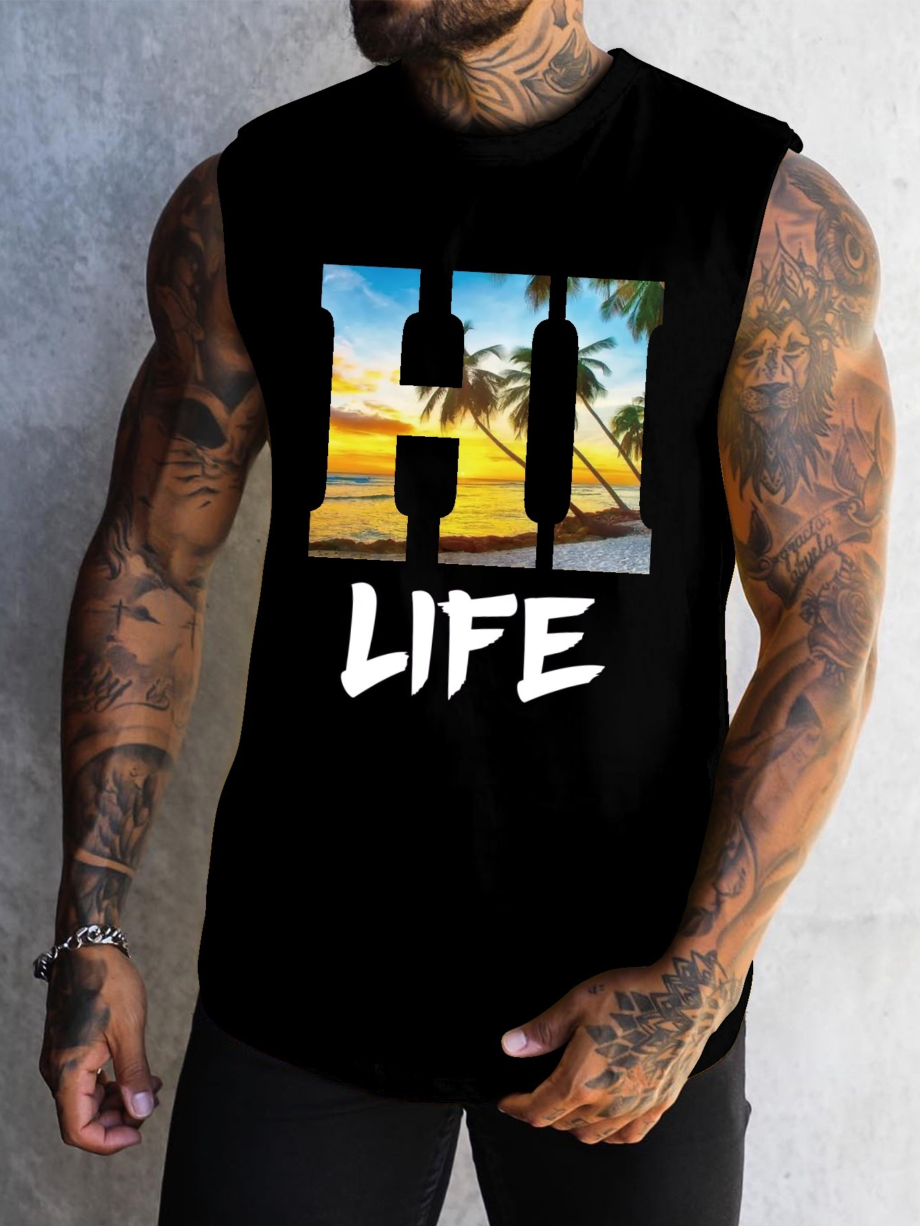 mens scenic graphic print tank top causal fashion sleeveless tees sports fitness mens clothing details 23