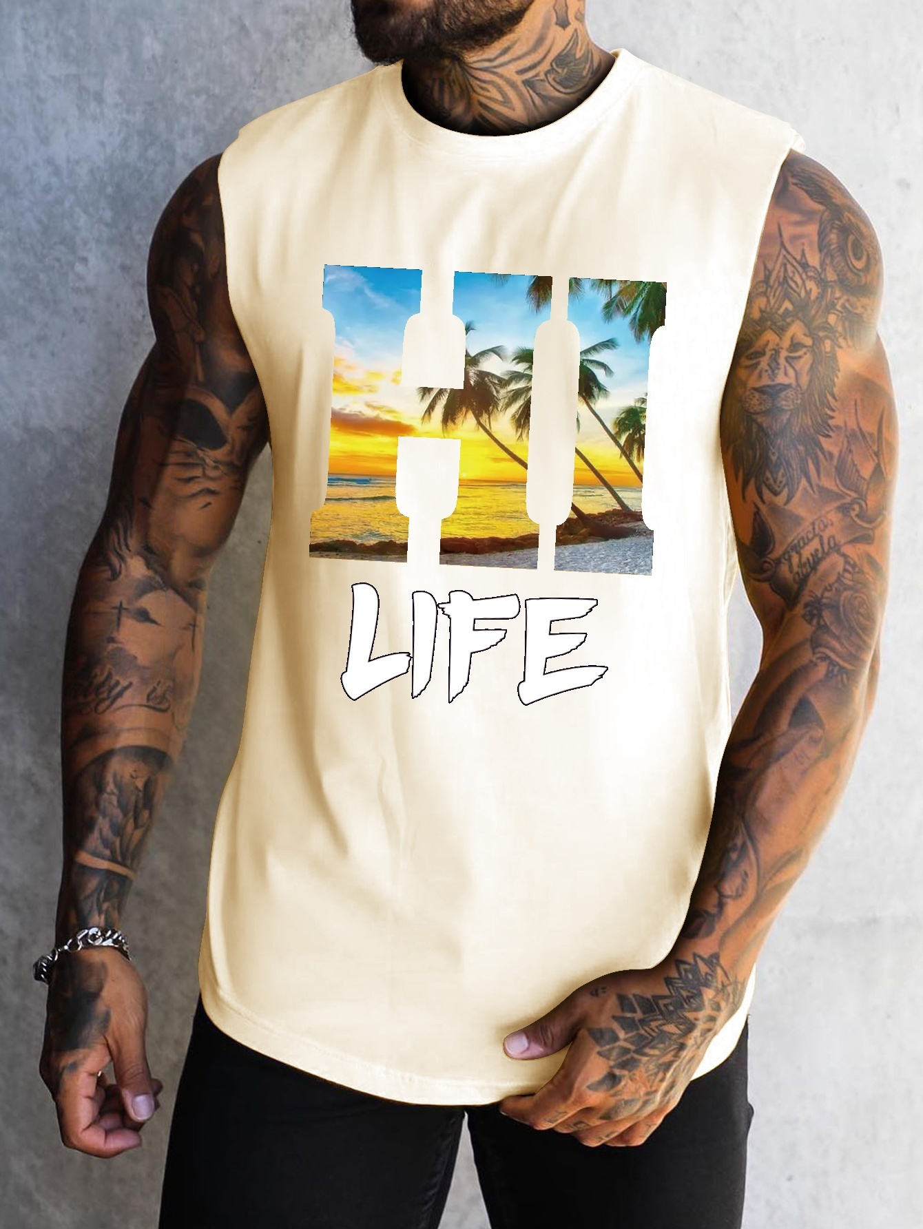 mens scenic graphic print tank top causal fashion sleeveless tees sports fitness mens clothing details 30