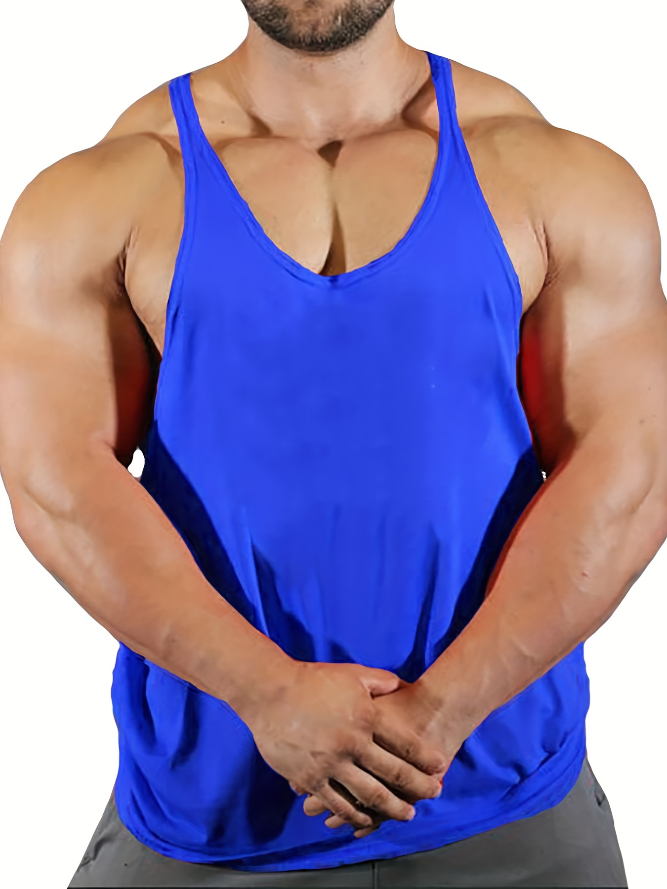 mens sports fitness running vest with thin shoulder straps details 0