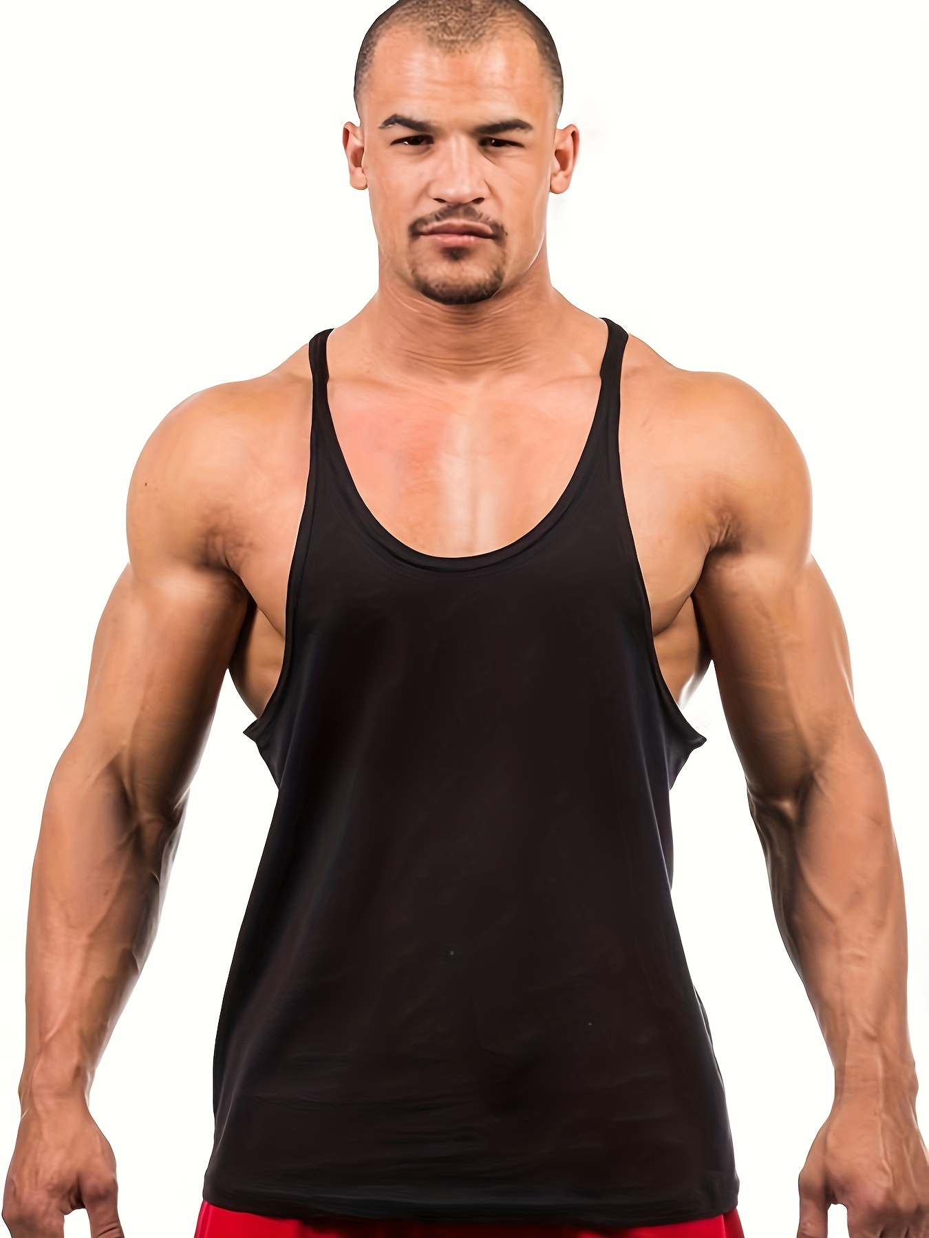 mens sports fitness running vest with thin shoulder straps details 10